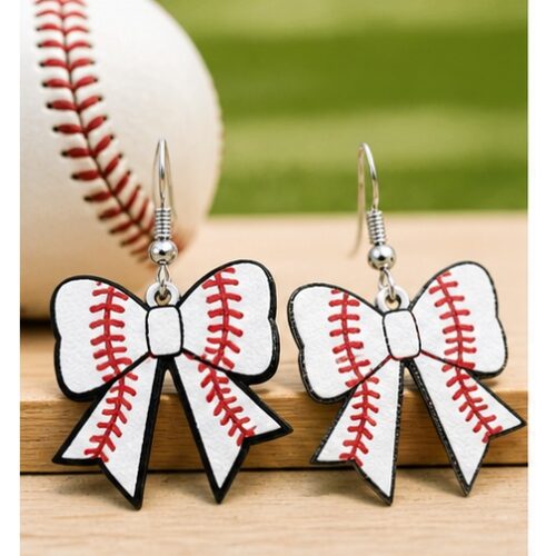 Baseball Bow Earrings